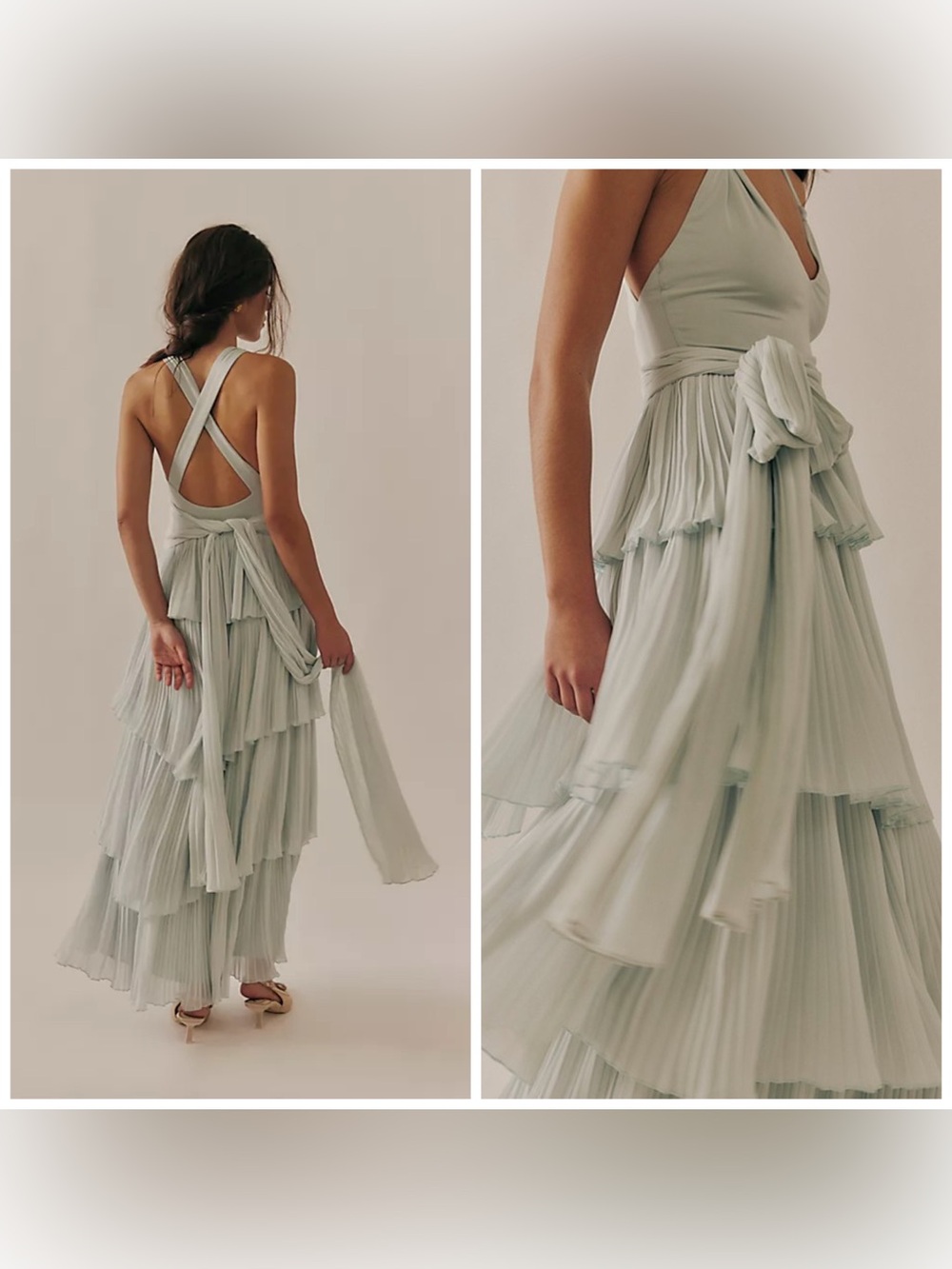 Free People Sola Maxi Dress Pleated Blur Stretchy Medium - Picture 1 of 8